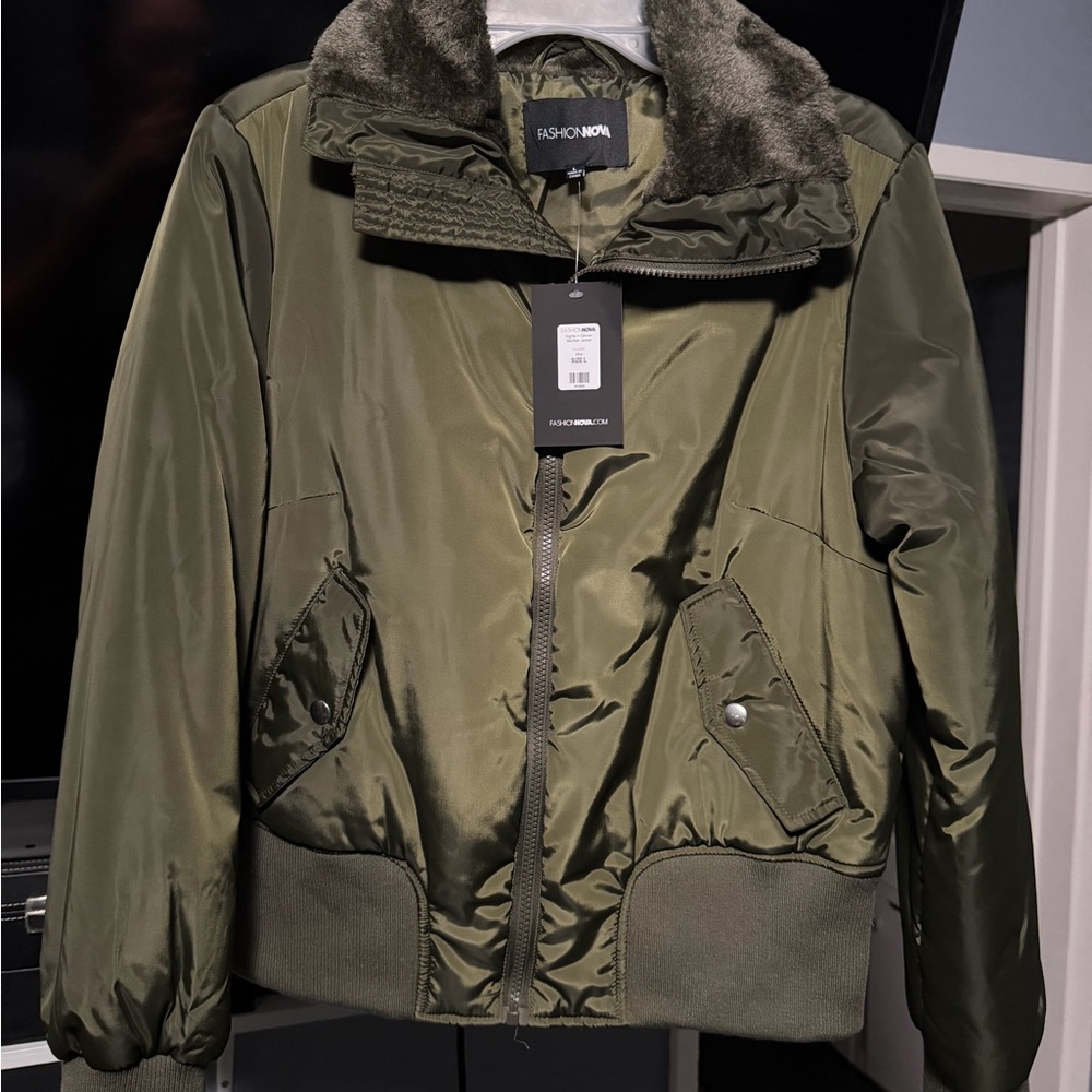 Fashion Nova Khaki Puffer Jacket